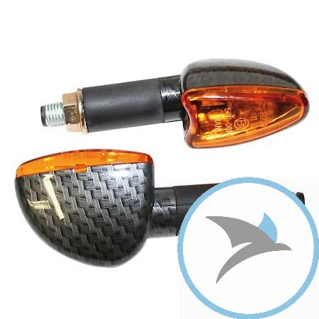 Blinkleuchte Arrow Shin Yo lang Glas gelb Gehäuse Carbon - 203-565
