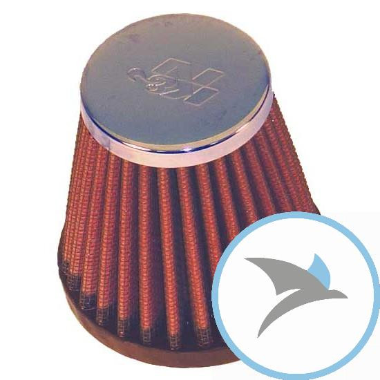 Rennluftfilter einzeln Universal K&N rund konisch 40 mm chrom Kappe - RC-2310