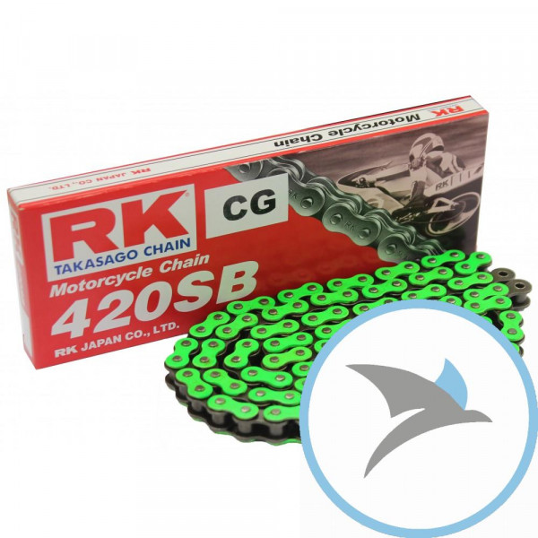 RK Standardkette grün 420 SB/124 Kette offen mit Clipschloss