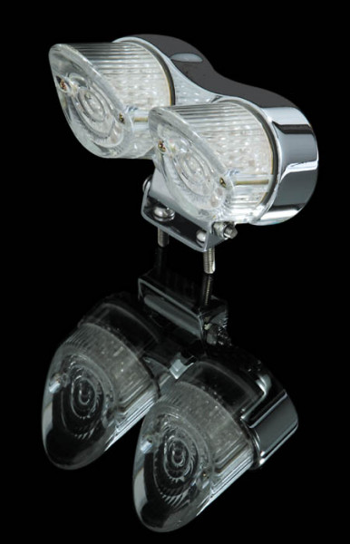 SHIN YO LED-Mini-Rücklicht, rund, mit Halter, verchromt