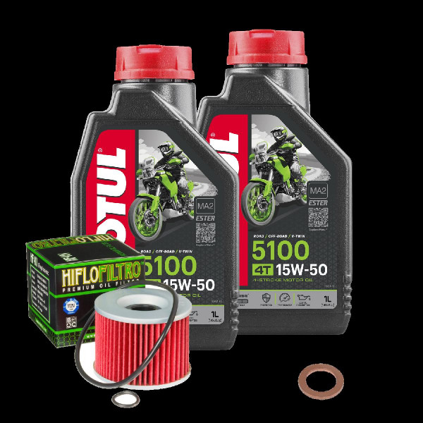 Kawasaki EL 250 B Eliminator Service Kit Öl Motul 5100 15W50 Ölfilter