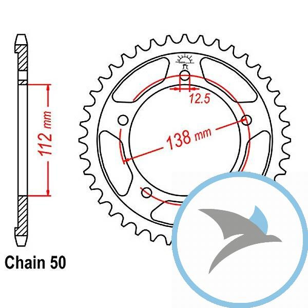 Kettenrad 44Z Teilung 530 Innendurchmesser 112 Lochkreis 138 - JTR302.44