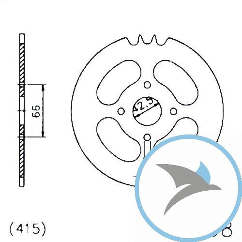 Kettenrad 44Z Teilung 415 schwarz Innendurchmesser 42.5 Lochkreis 066