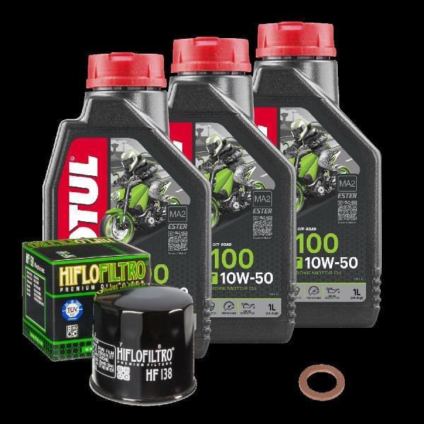 Kawasaki KLV 1000 A Service Kit Ölwechsel Öl Motul 5100 10W50 Ölfilter