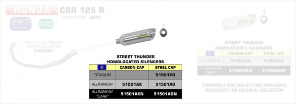 Arrow Street Thunder Aluminium Honda CBR 125 R 04-10