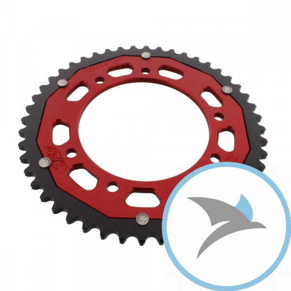 Kettenrad Dual 48Z Teilung 420 rot ZF Innendurchmesser 105 Lochkreis 125 - ZFD-1131-48-RED