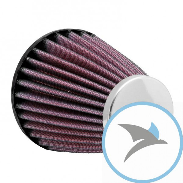 Rennluftfilter einzeln Universal K&N rund konisch 52MM chrom Kappe - RC-1200