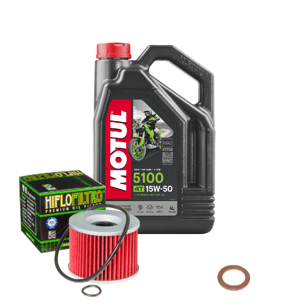 Kawasaki GPX 750 R Service Kit Ölwechsel Öl Motul 5100 15W50 Ölfilter