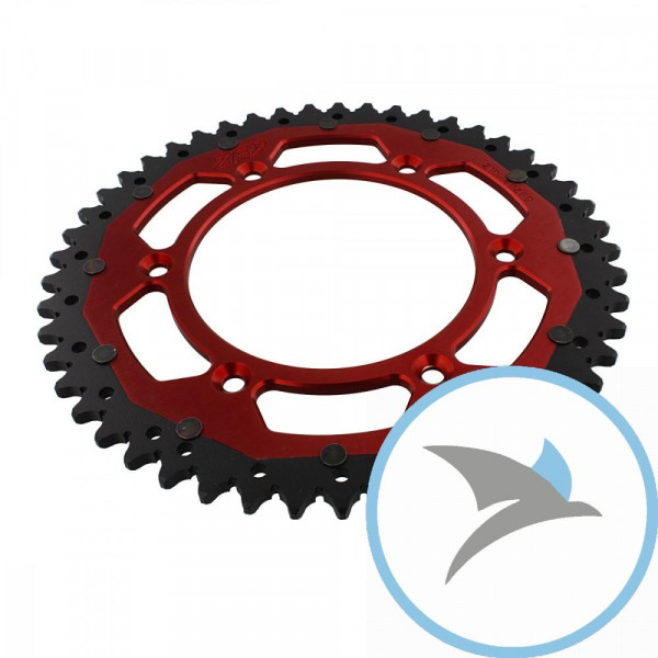 Kettenrad Dual 49Z Teilung 520 rot ZF Innendurchmesser 125 Lochkreis 153 - ZFD-210-49-RED