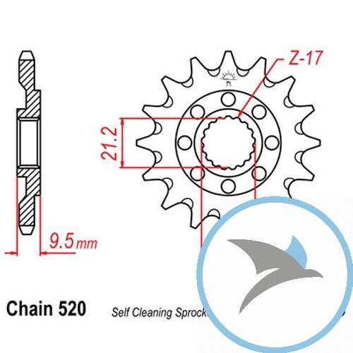 Racing-Ritzel 13Z Teilung 520 feinverzahnt Innendurchmesser 21/23.8 - JTF284.13SC