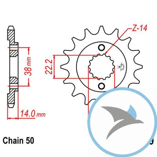 Ritzel 15Z Teilung 530feinverzahnt Innendurchmesser 22.2/25
