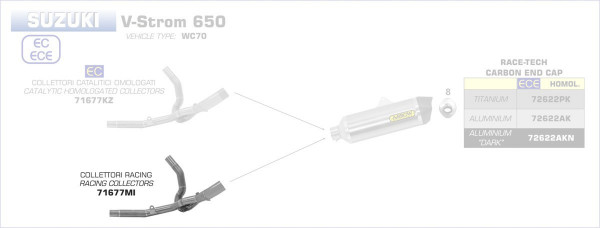 71677MI-Arrow Racing Krümmer Suzuki V-STROM 650 17-19