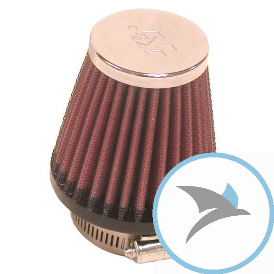 Rennluftfilter einzeln Universal K&N rund konisch 48 mm chrom Kappe - RC-1090