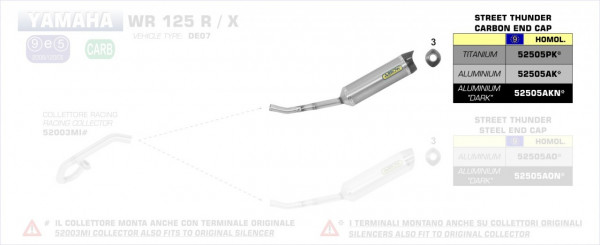 Arrow Street Thunder Aluminium schwarz Yamaha WR 125 R/X (DE07) `09/13