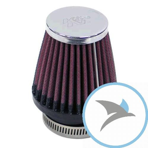 Rennluftfilter einzeln Universal K&N rund ZYLINDR 46 mm chrom KAPP - RC-2320