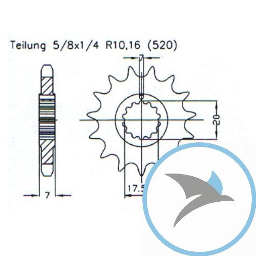 Ritzel 11Z Teilung 520feinverzahnt Innendurchmesser 17.5/20 -