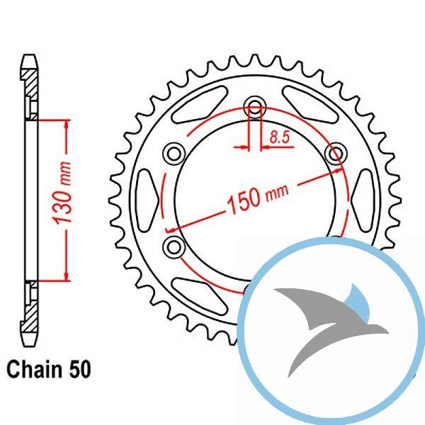 Kettenrad 40Z Teilung 530Innendurchmesser 130 Lochkreis 150 - JTR298.40