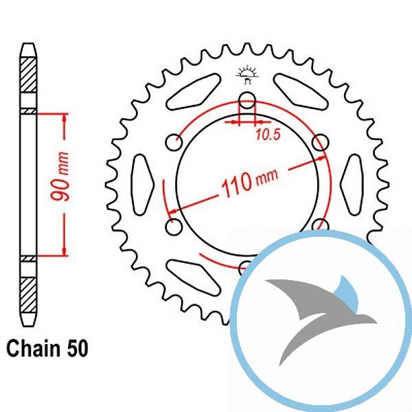 Kettenrad 34Z Teilung 530 Innendurchmesser 090 Lochkreis 110 - JTR850.34