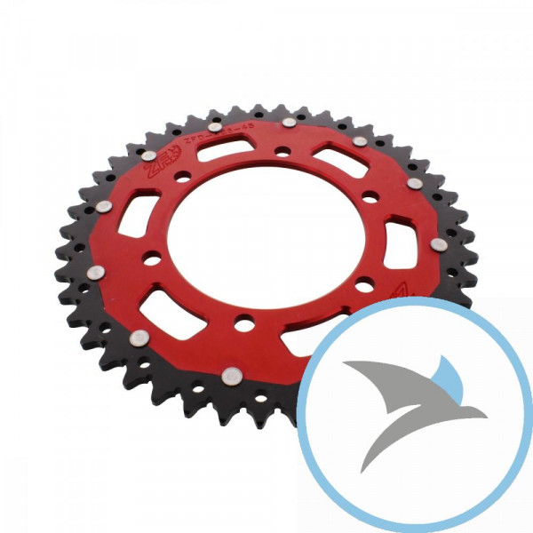 Kettenrad Dual 45Z Teilung 520 rot ZF Innendurchmesser 110 Lochkreis 130 - ZFD-486-45-RED