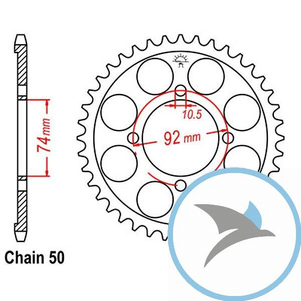 Kettenrad 37Z Teilung 530 Innendurchmesser 074 Lochkreis 092 - JTR848.37