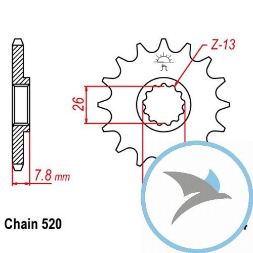 Ritzel 18Z Teilung 520feinverzahnt Innendurchmesser 26/30 - JTF1184.18