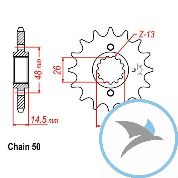 Ritzel 18Z Teilung 530 feinverzahnt Innendurchmesser 26/30 - JTF339.18