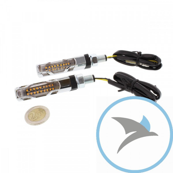 Blinkleuchte Dash 2 JMP Klarglas Gehäuse chrom mit Lauflicht