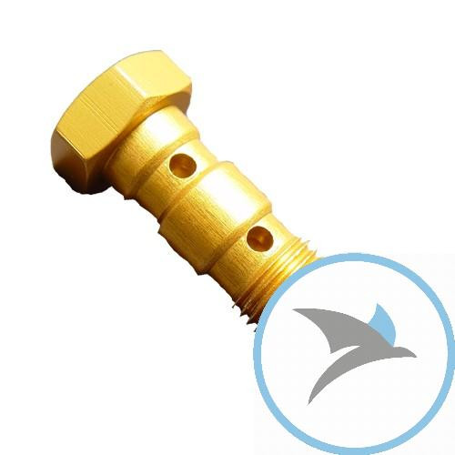 Hohlschraube doppelt M10 x 1.00 Alu gold