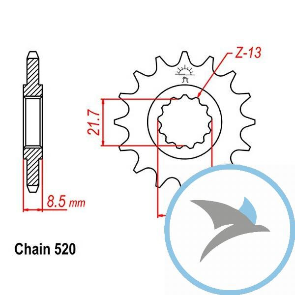 Ritzel 18Z Teilung 520 feinverzahnt Innendurchmesser 21.6/25 - JTF578.18
