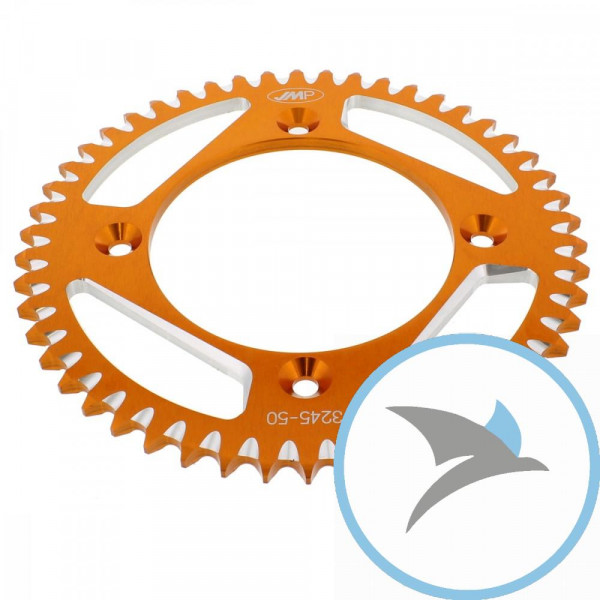 Alu-Kettenrad 50Z Teilung 428 orange JMP Innendurchmesser 110 Lochkreis 132