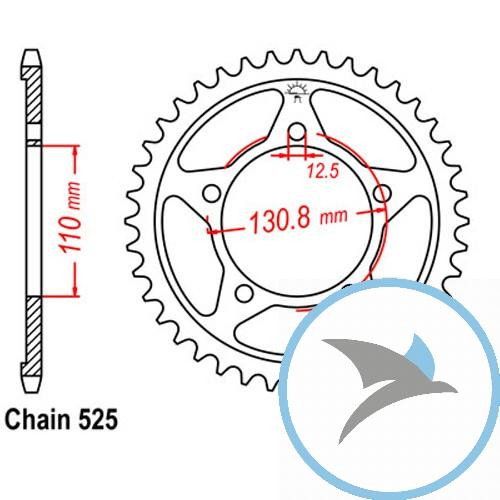 Kettenrad 44Z Teilung 525 Innendurchmesser 110 Lochkreis 130.8 - JTR7.44