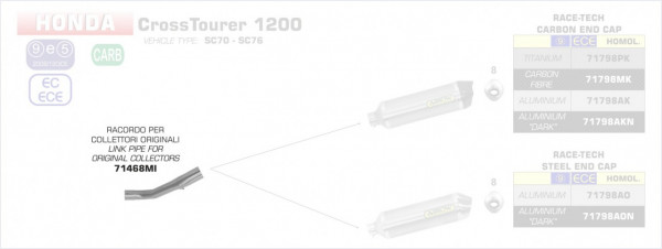 71468MI-Arrow Zwischenrohr für Originalkrümmer Honda CROSSTOURER 1200 12-19