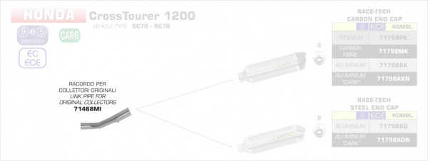 71468MI-Arrow Zwischenrohr für Originalkrümmer Honda CROSSTOURER 1200 12-19