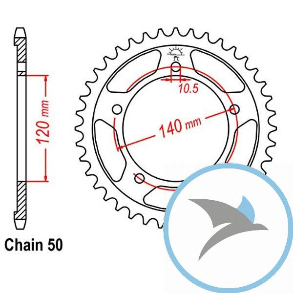 Kettenrad 42Z Teilung 530 Innendurchmesser 120 Lochkreis 140 - JTR1800.42