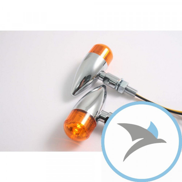 Blinkleuchte Outlaw JMP Glas gelb Gehäuse chrom