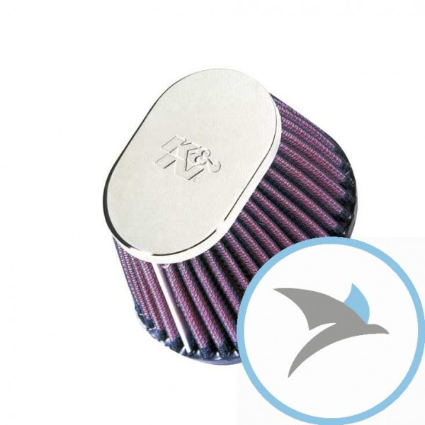 Rennluftfilter einzeln Universal K&N Oval ZYLINDR 55MM chrom KAPP - RC-0981