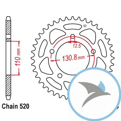 Kettenrad 44Z Teilung 520 Innendurchmesser 110 Lochkreis 131 - JTR75.44