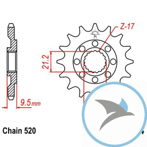Racing-Ritzel 12Z Teilung 520 feinverzahnt Innendurchmesser 21/23.8 - JTF284.12