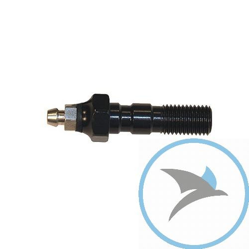 Hohlschraube doppelt M10 x 1.25 Alu schwarz mit Entlüfternippel