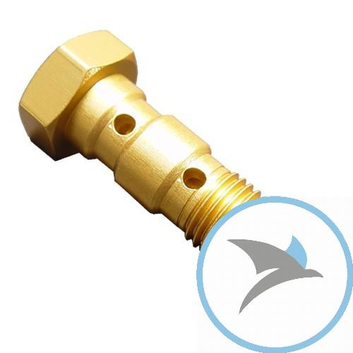 Hohlschraube doppelt 3/8-24 Alu gold