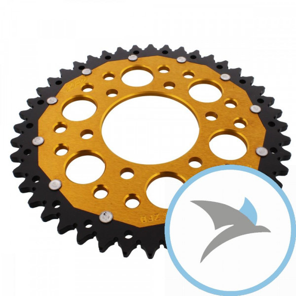 Kettenrad Dual 44Z Teilung 520 gold ZF Innendurchmesser 080 Lochkreis 104 - ZFD-478-44-GLD