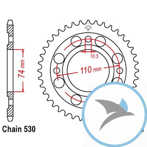 Kettenrad 33Z Teilung 530 Innendurchmesser 074 Lochkreis 110 - JTR280.33