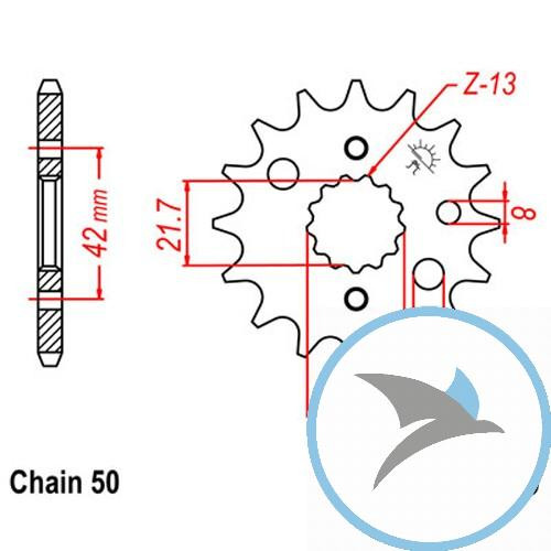 Ritzel 17Z Teilung 530 feinverzahnt Innendurchmesser 21.7/25 - JTF519.17