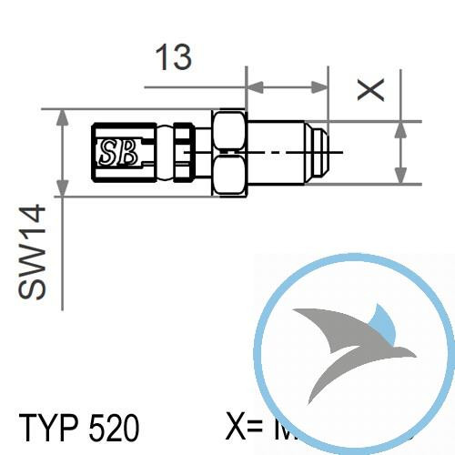 Aussengewinde fest Vario TYP520 M10 x 1.25 silber