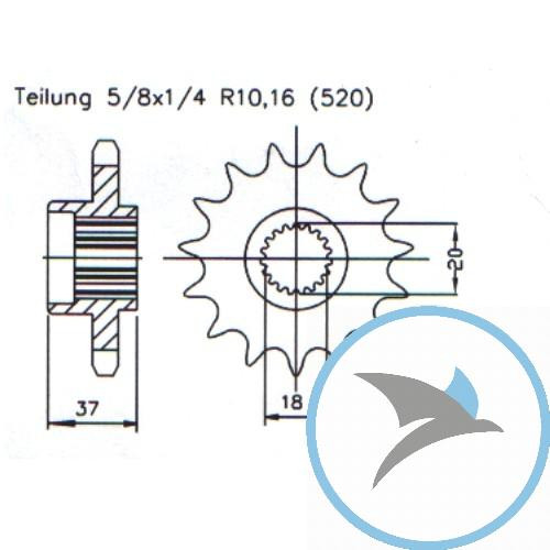 Ritzel 17Z Teilung 520 feinverzahnt Innendurchmesser 21.4/25