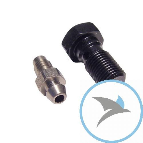 Hohlschraube einfach M10 x 1.00 Alu schwarz mit Entlüfternippel