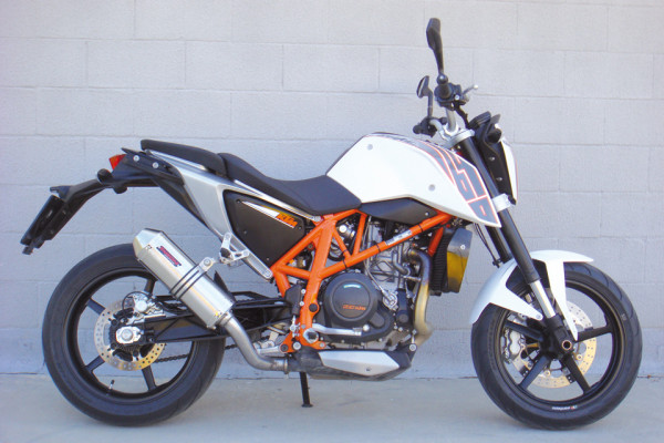 TAKKONI Gebürsteter Edelstahl Schalldämpfer für KTM 690 DUKE, 12-, E-gepr.