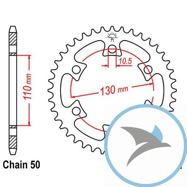 Kettenrad 36Z Teilung 530 Innendurchmesser 110 Lochkreis 131 - JTR1421.36