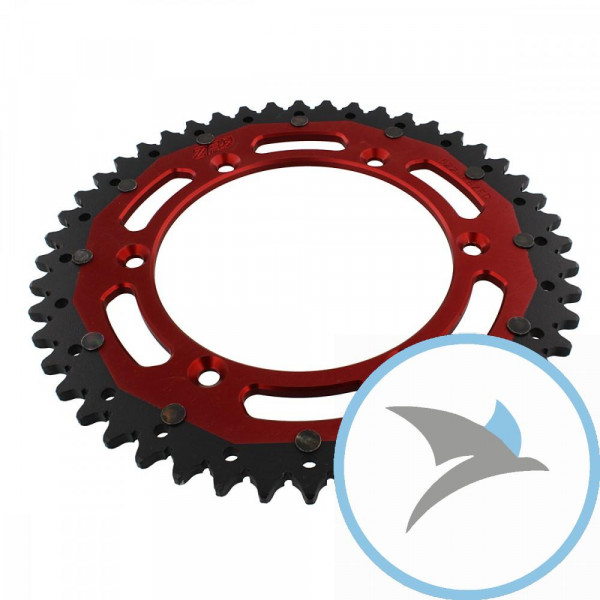 Kettenrad Dual 48Z Teilung 520 rot ZF Innendurchmesser 136 Lochkreis 156 - ZFD-822-48-RED