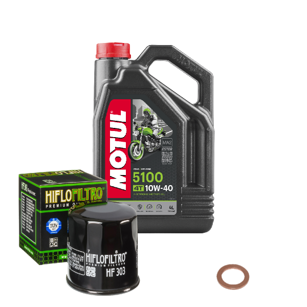 Kawasaki ZX-6R 600 R Ninja Service Kit Ölwechsel Öl Motul 5100 10W40 Ölfilter